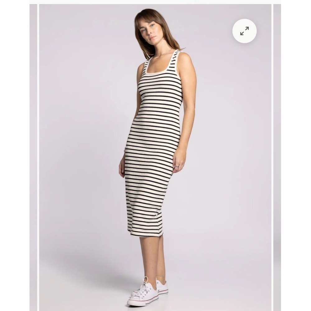 Thread & Supply  Striped Tank Midi Dress Black White‎ Knit Ribbed Sleeveless Med - Picture 4 of 15